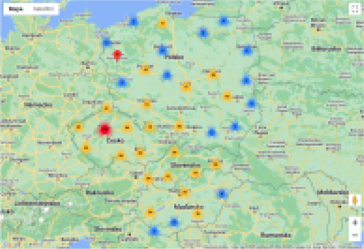 Mapa při nepovolených cookies